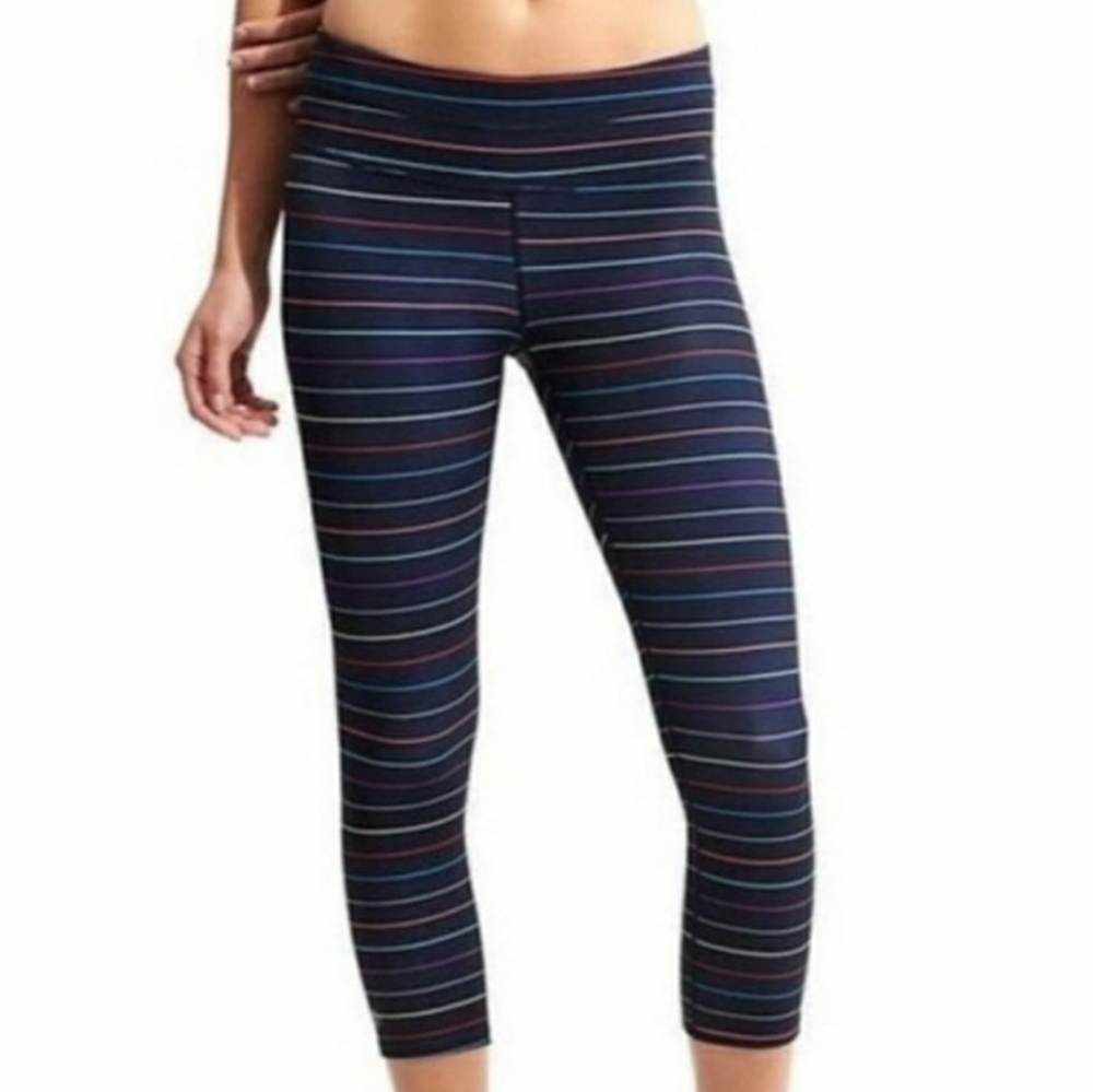 Athleta Rainbow Striped Sonar Cropped Leggings